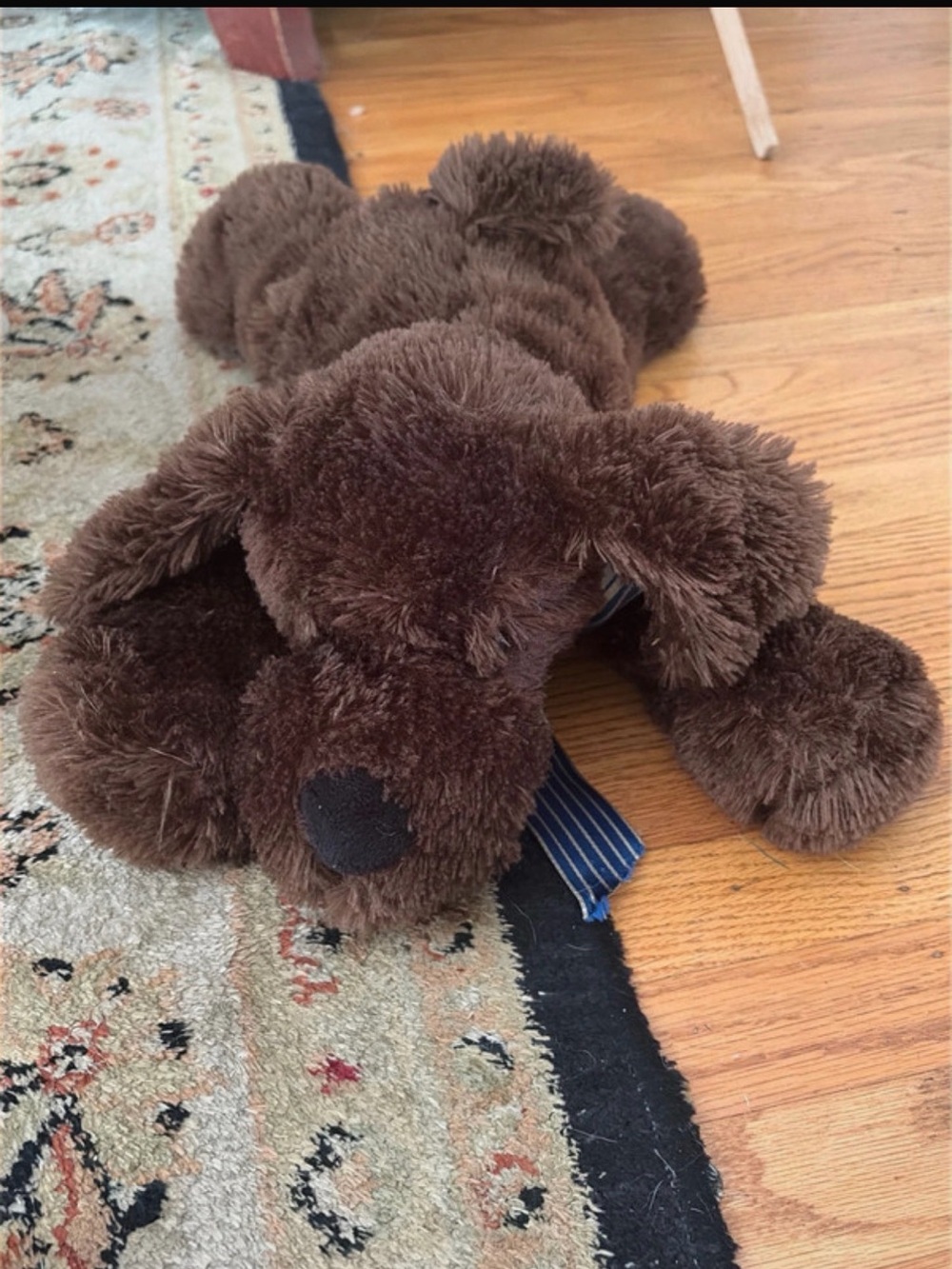 Animal Adventure Brown Plush Dog with Blue Ribbon